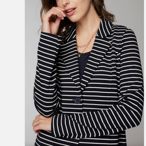J. Jill Wearever Collection Navy Striped Blazer - Picture 4 of 10